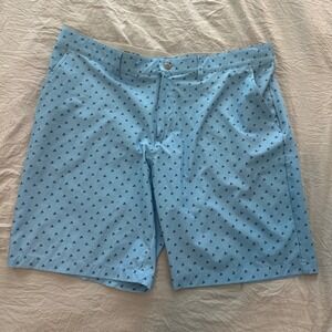 Adidas Golf‎ Shorts Mens 38 Light Blue All Over Triangle Logo Print Performance